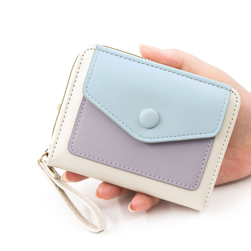 Women's Fresh Simple Contrast Color Expanding Macaron Clutch Ladies Wallet