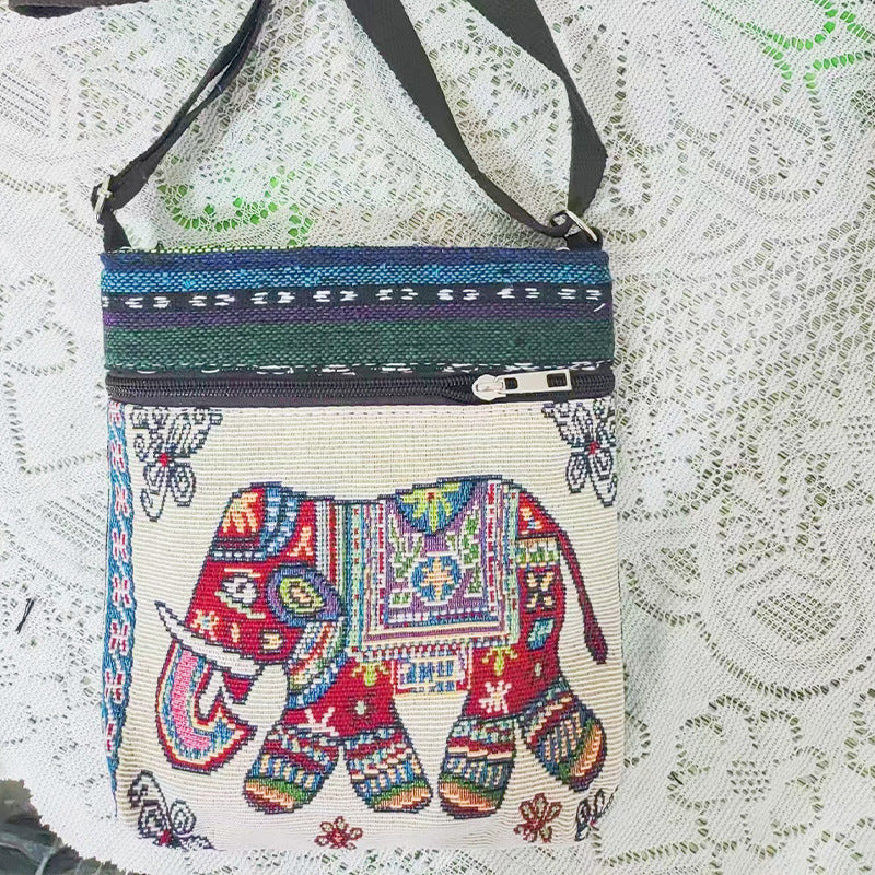 Women's Elephant Owl Shopping Canvas Trendy Women's Messenger Bag
