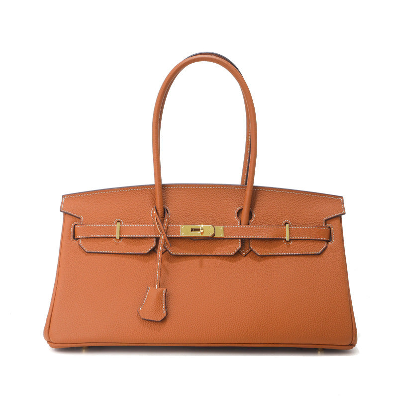 Women's Horizontal Top Layer Cowhide Leather Large Capacity Women's Handbag