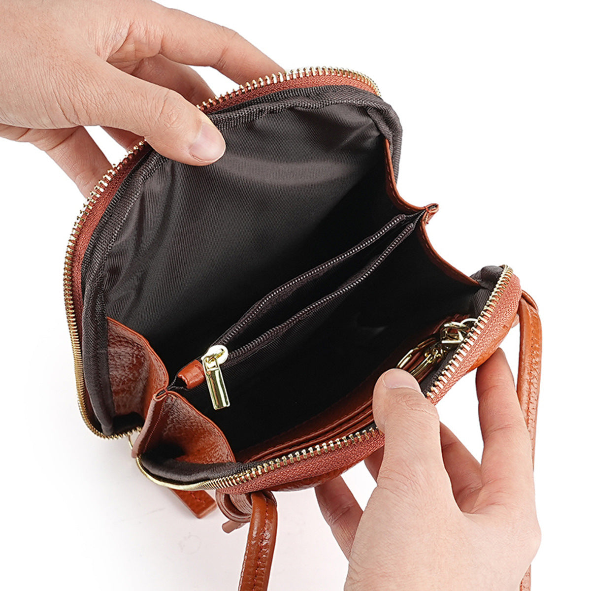 Women's First Layer Cowhide Simple Trend Mobile Mini Genuine Women's Shoulder Bag