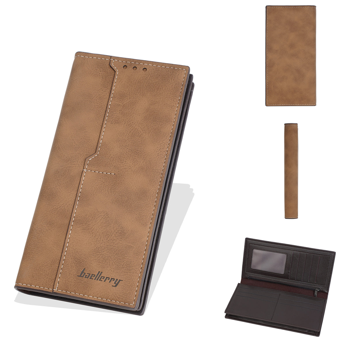 Men's Long Retro Green Simple Zipper Large Men's Wallet