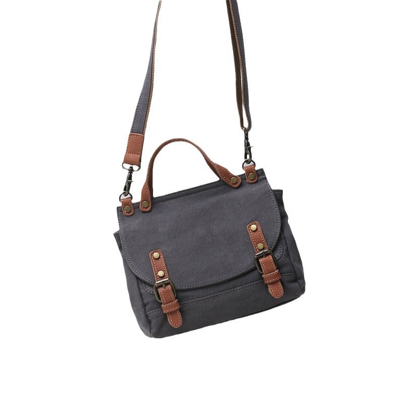 Women's Artistic British Simple Canvas Diagonal Korean Style Postman Crossbody Bags
