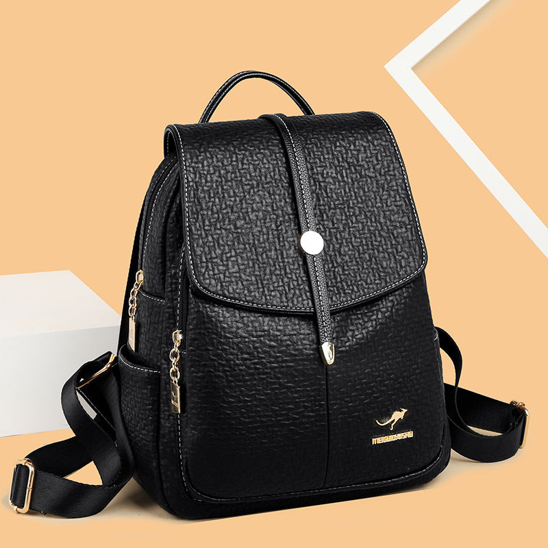 Women's Fashion Large Capacity Soft Leather Mother Backpacks