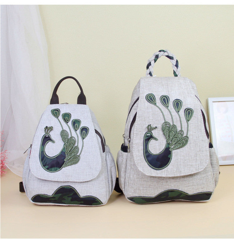 National Style Cotton Linen Double Layer Backpacks
