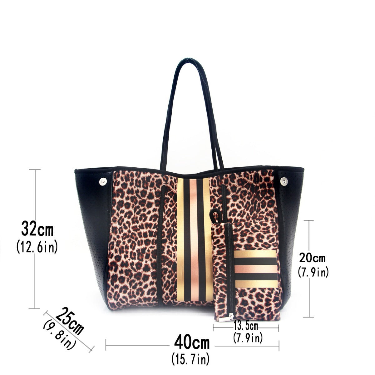 Leopard Print Printed Black Portable Beach Shoulder Bags