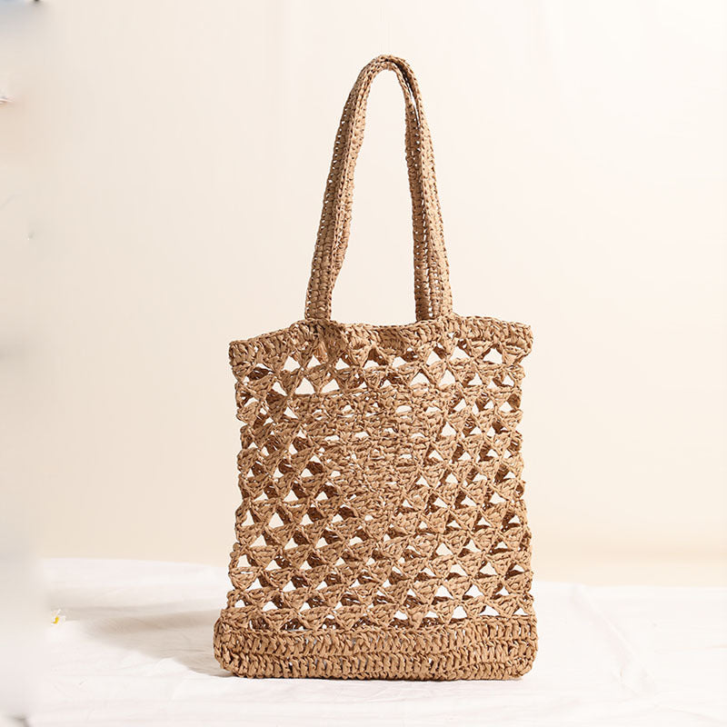 Women's One Straw Hollow Out Woven Vacation Shoulder Bags