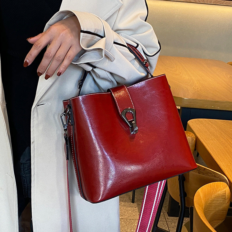 Oil Wax Leather Simple Large Capacity Crossbody Bags