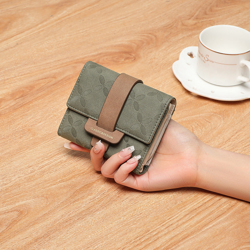 New Women's Short Simple Folding Multifunctional Ladies Wallet