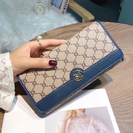 Women's Fashion Long Two Fold Genuine Leather Ladies Wallets