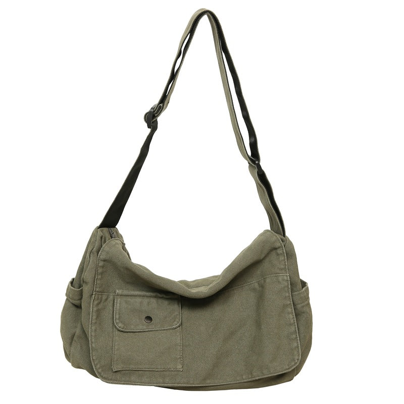 Women's & Men's Style Washed Canvas Idle Artistic College Women's Messenger Bag
