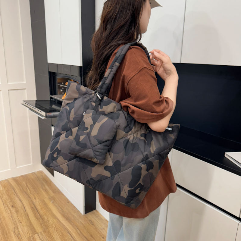 Women's Space Cotton Down Fashion Camouflage Two-piece Women's Shoulder Bag