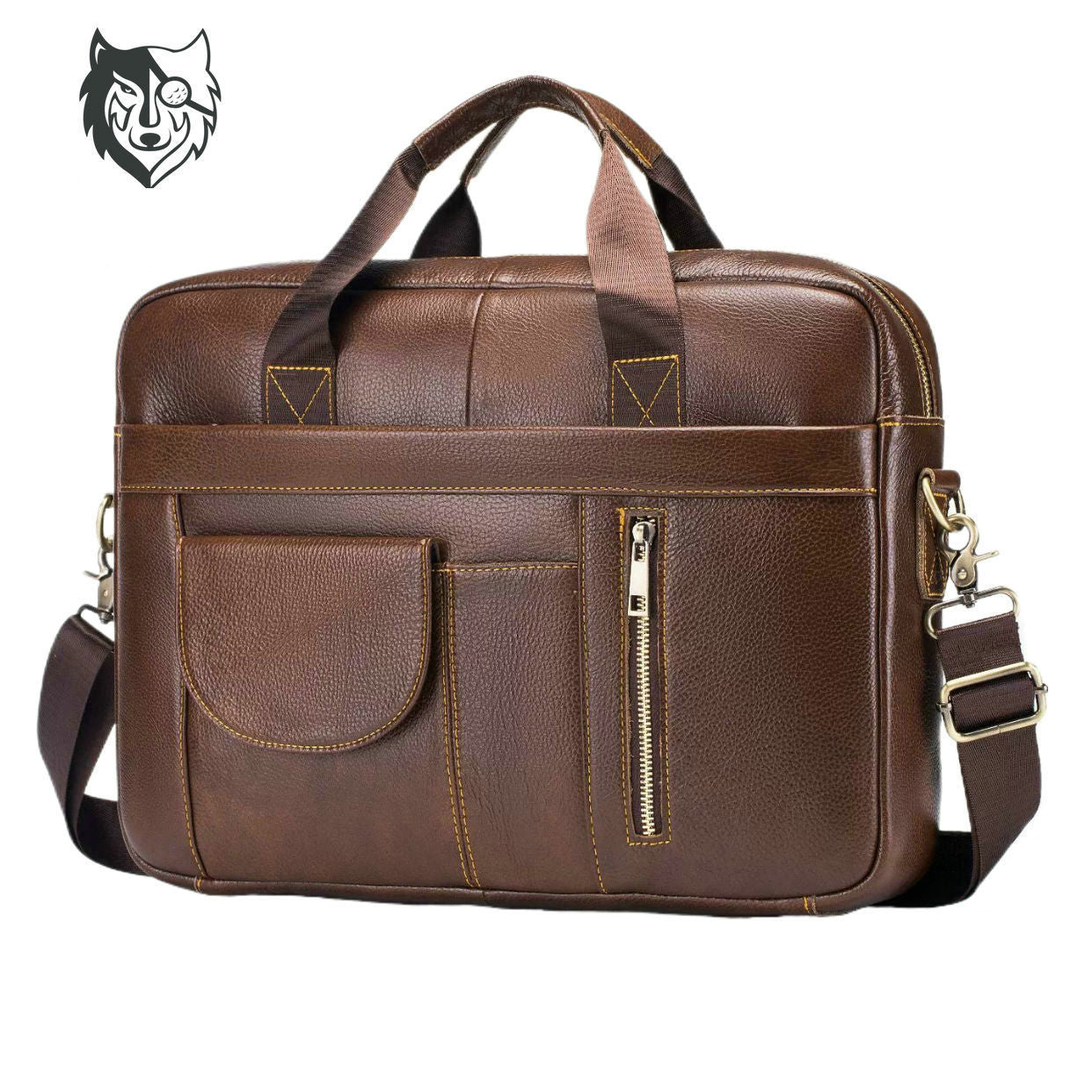 Men's Leather Business First Layer Cowhide Large Laptop Bags