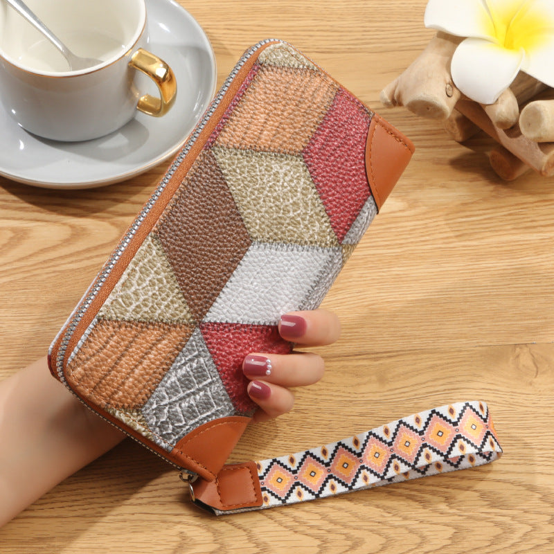 Women's Printed Plaid Contrast Color Mid-length Now Ladies Wallet