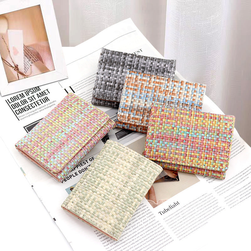 Women's Straw Pattern Folding Large Capacity Lady's Ladies Wallet