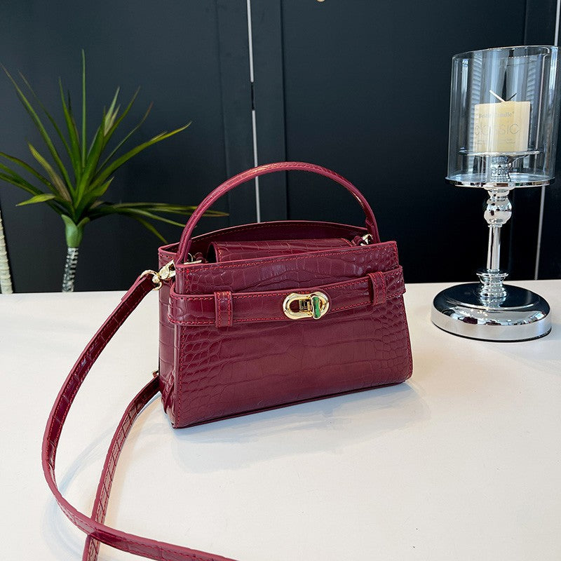 Crocodile Pattern Charles Keith Portable Kelly Female Women's Shoulder Bag