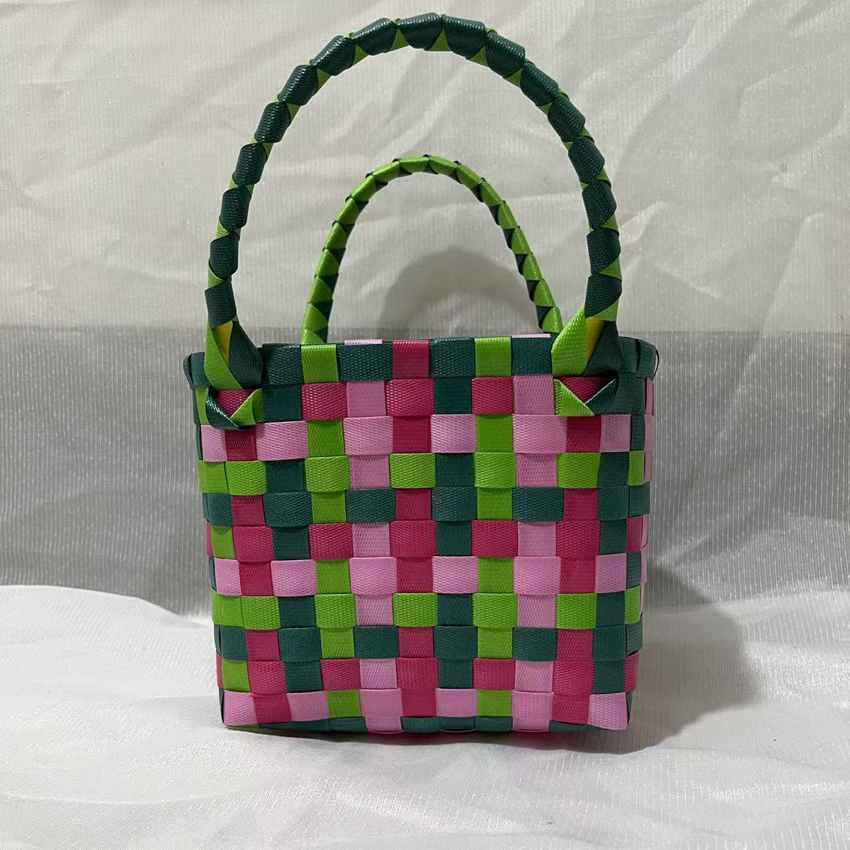 Basket Niche Color Plaid Hand Gift Small Square Bags