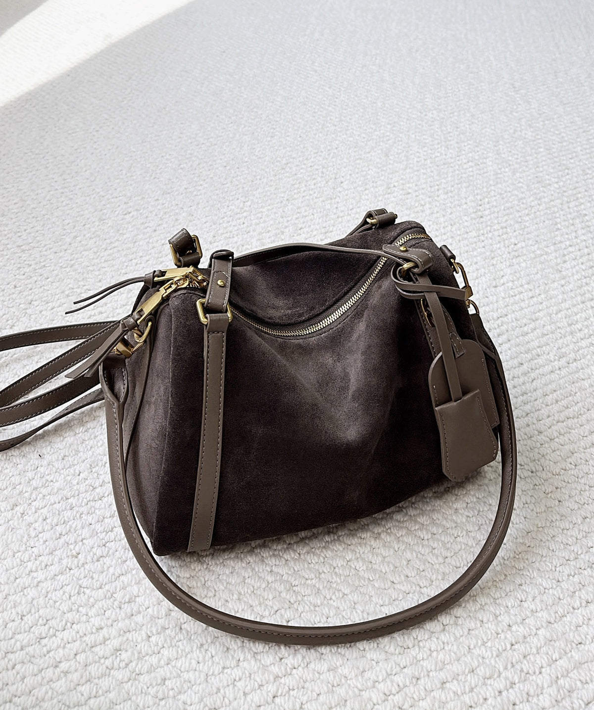 Vintage Matte Cowhide Boston Pillow Large Bags