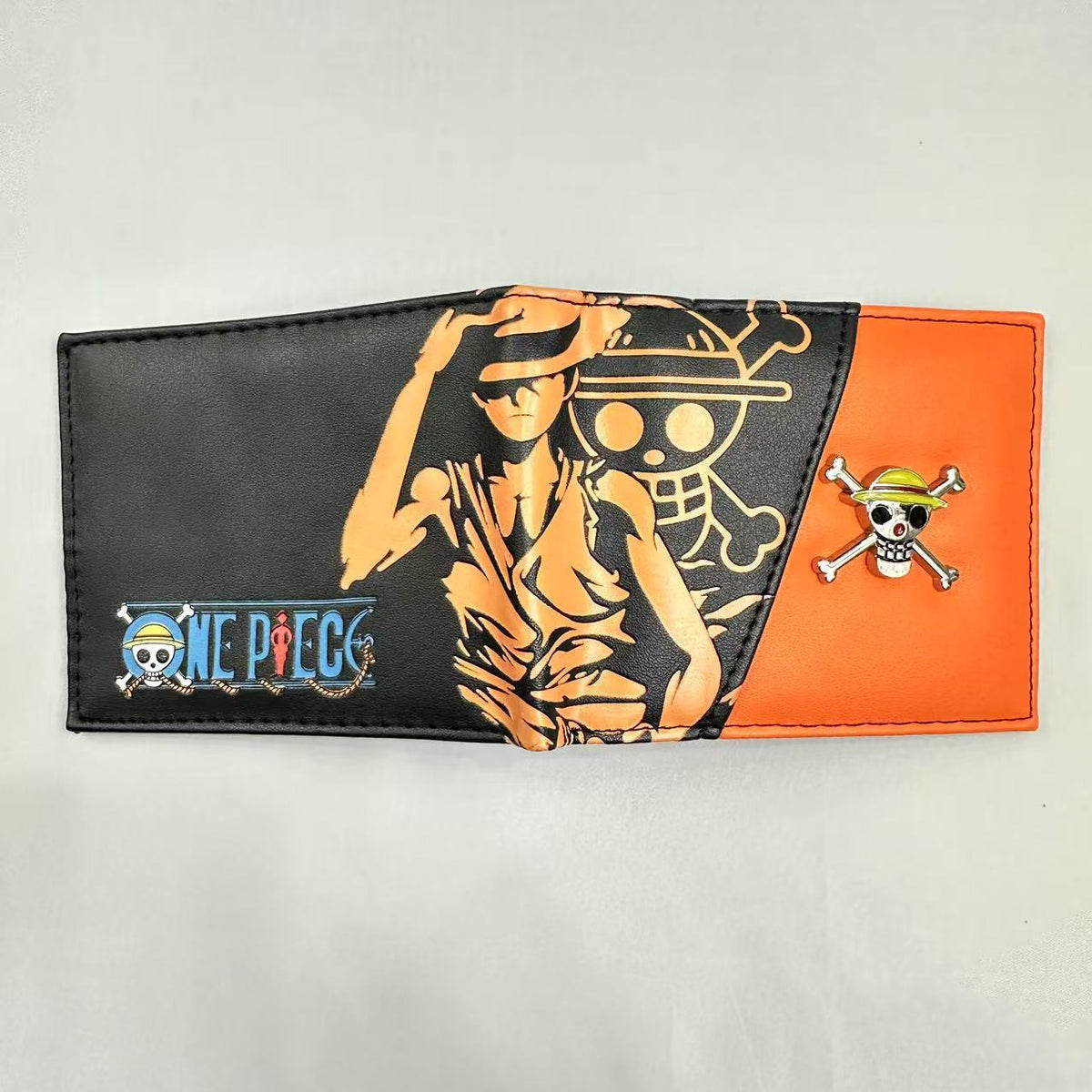 Men's Anime Peripheral One Piece Metal Logo Ladies Wallet
