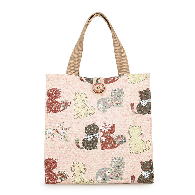 Women's Multifunctional Fashion Pouch Canvas Makeup Storage Lunch Box Portable Women's Handbag