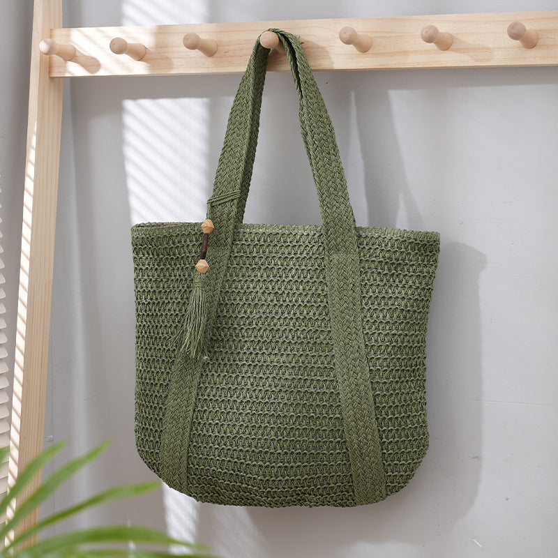 Women's Hand-woven Fashionable Retro Straw Versatile Large Shoulder Bags