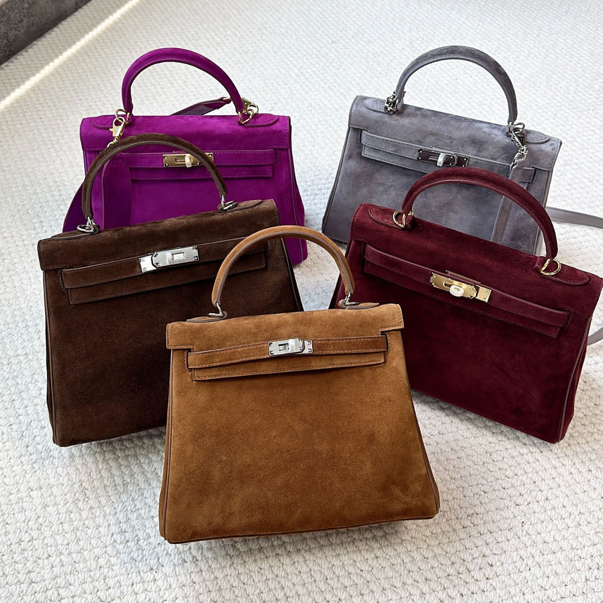 Women's Top Layer Frosted Suede Wide Strap Kelly Retro Easy Matching Women's Shoulder Bag