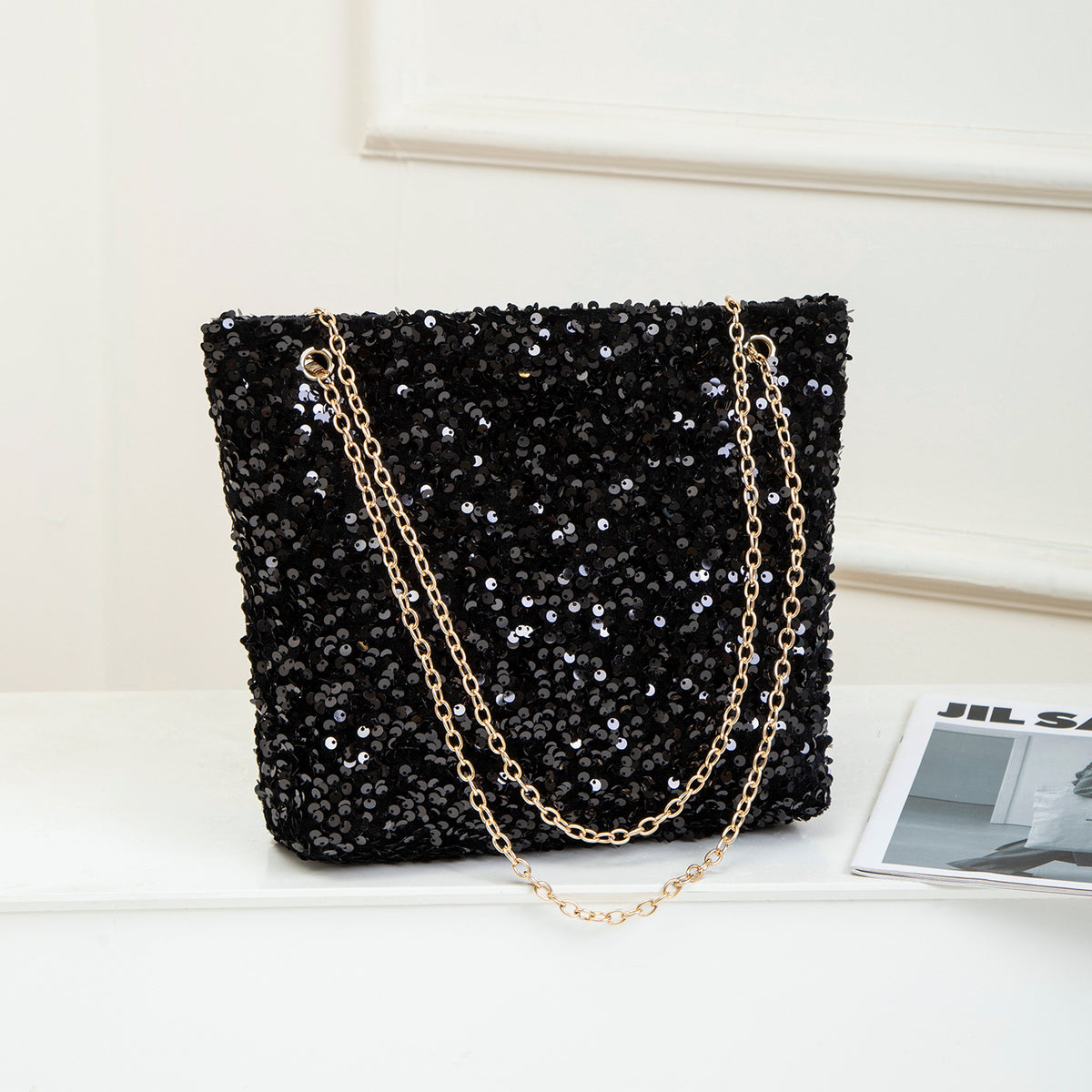 Women's Korean Style Fashionable Sequined High-grade Underarm Chain Large Capacity Bags