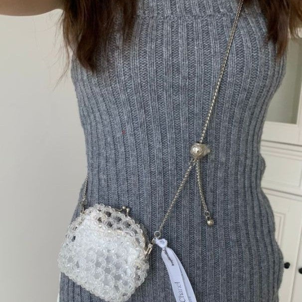 Clip Handmade Beaded Acrylic Horn Pearl Crossbody Bags