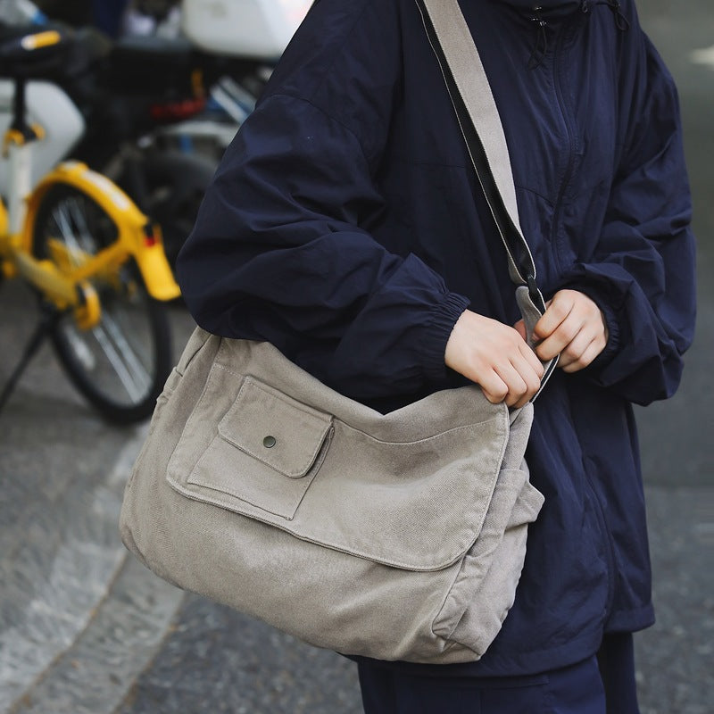 Women's & Men's Style Washed Canvas Idle Artistic College Women's Messenger Bag