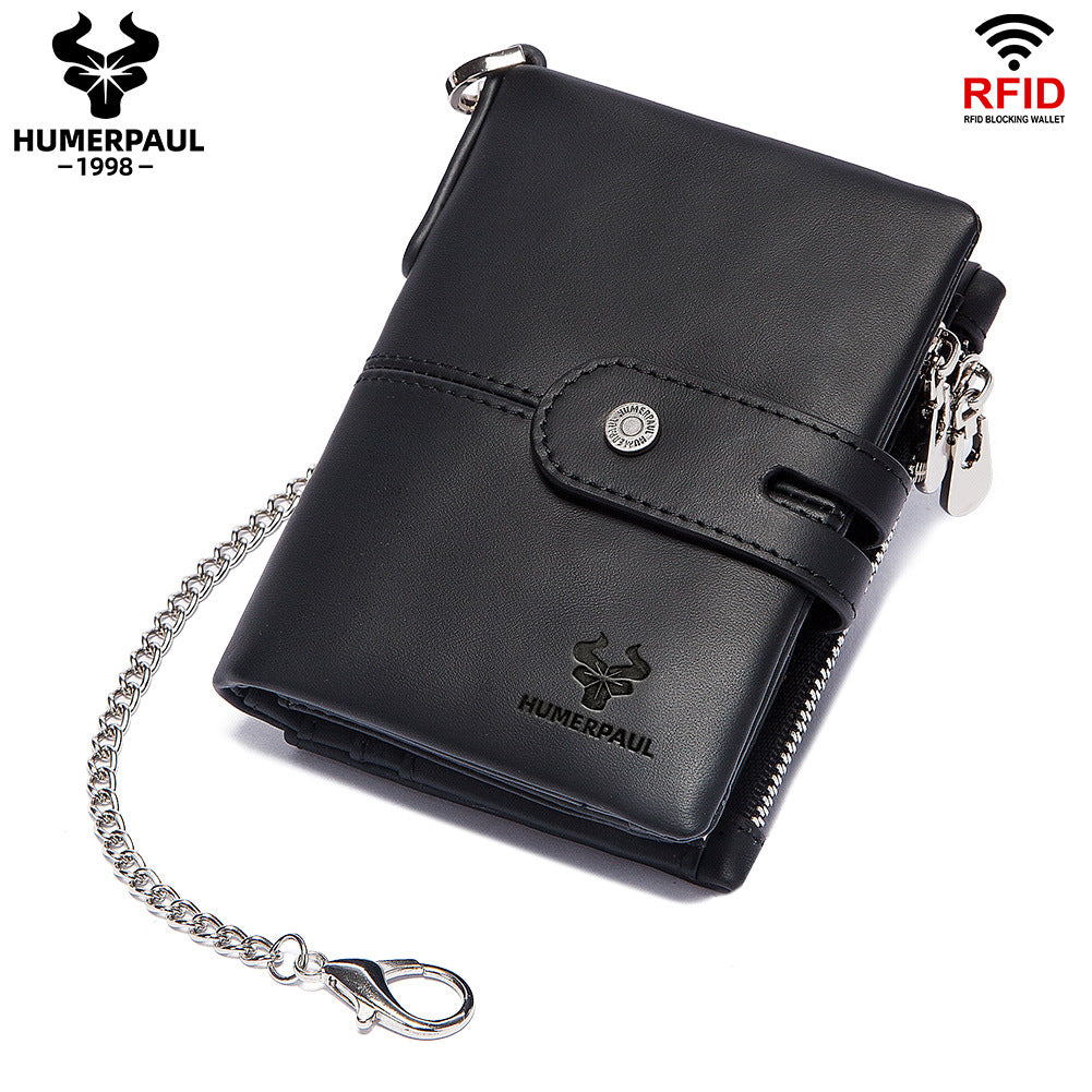 Swiping Zipper Hasp Multiple Slots First Men's Wallets