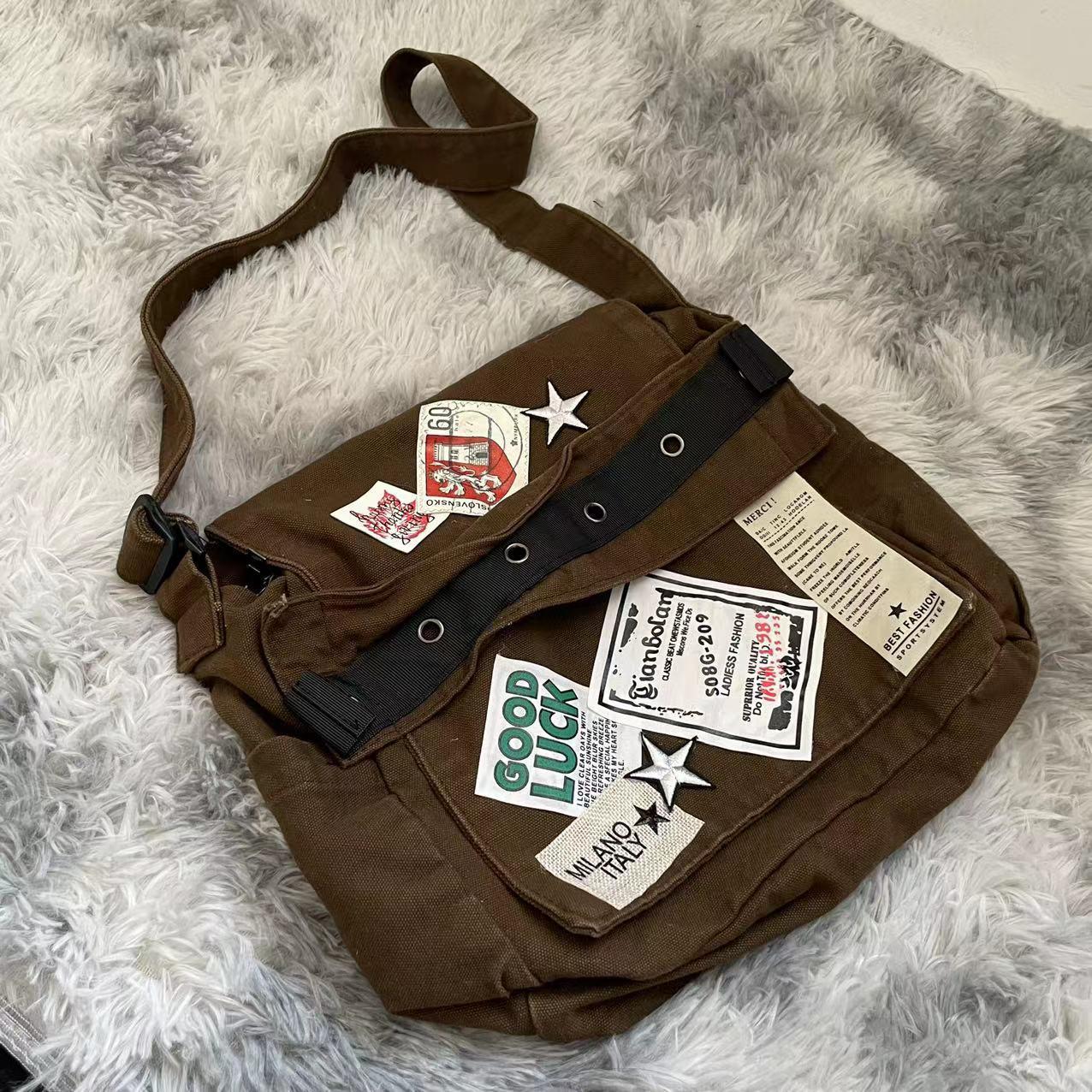Autumn American Campus Hot Patch Distressed Crossbody Bags