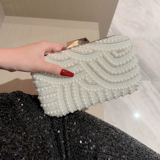 Women's Pearl Dinner Soft Surface Bride Handbags