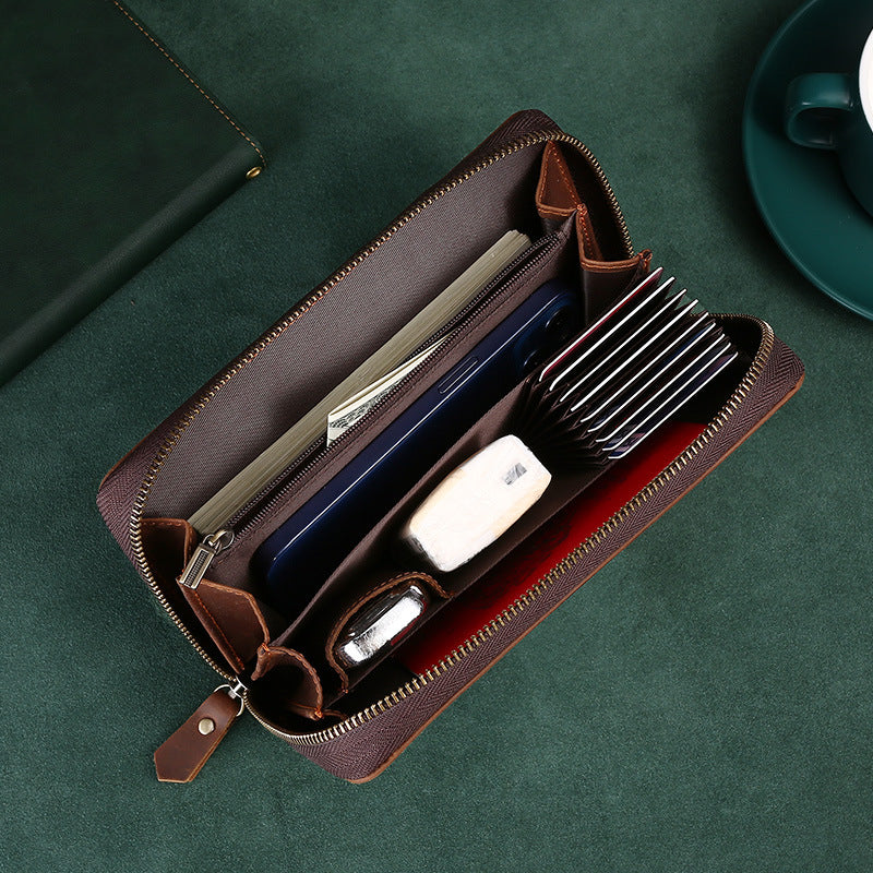 Men's Crazy Horse Leather Clutch Model Upgraded Version Genuine Hand Men's Handbags