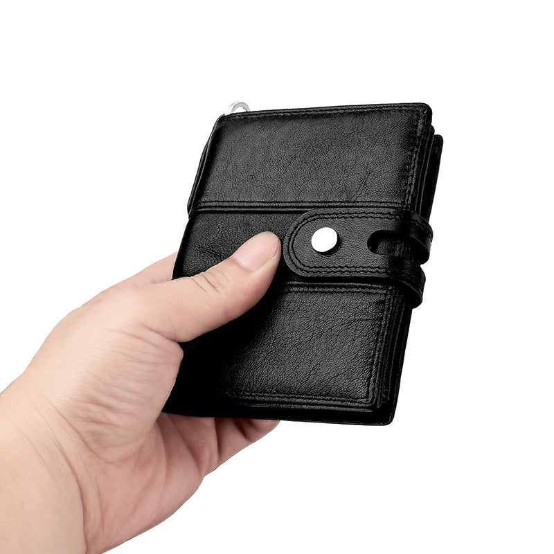 Men's First Layer Cowhide Swiping Slots Leather Men's Wallets