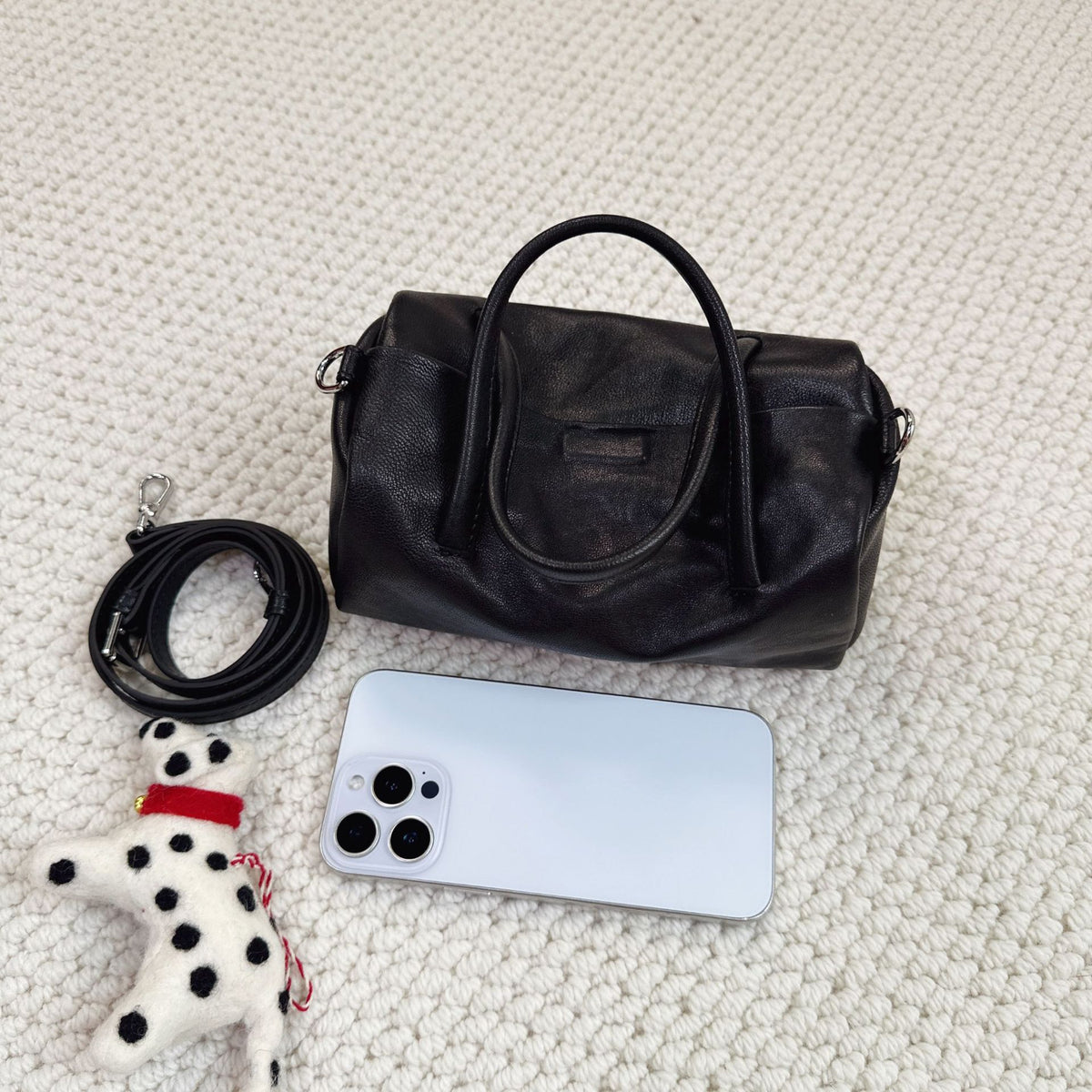 Niche Plant Sheepskin Toast Bowling Pillow Women's Messenger Bag
