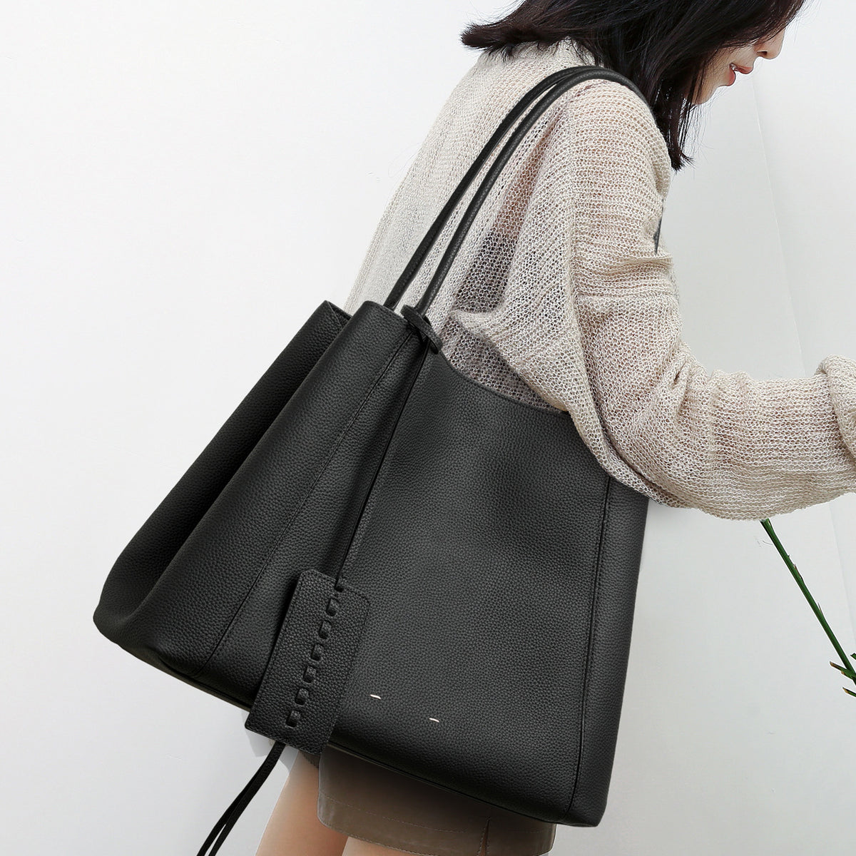 Women's Large Capacity Big First Layer Cowhide Women's Shoulder Bag