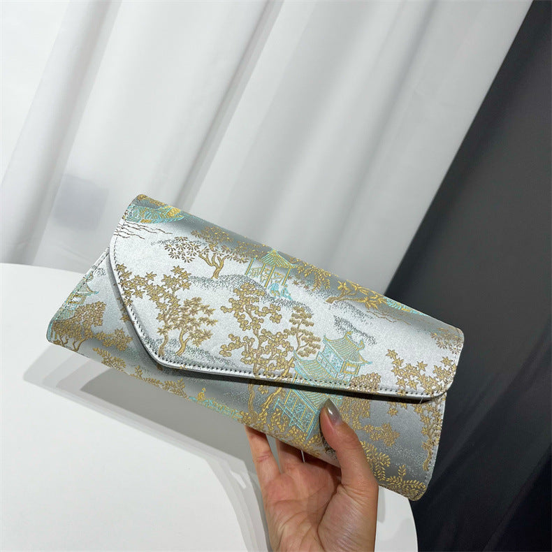 Women's Yarn Printed Clutch Dinner Dress Matching Handbags