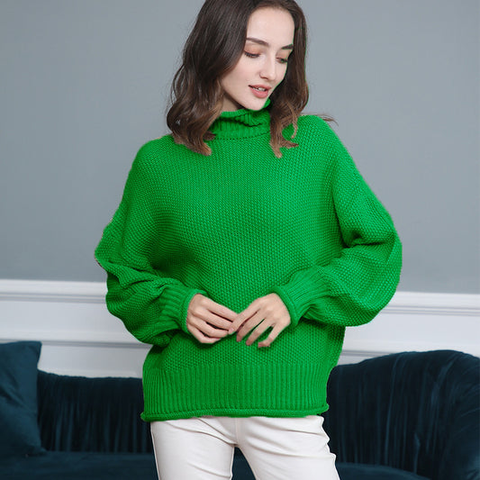 Women's Fashion Casual Long Sleeve Turtleneck Solid Sweaters