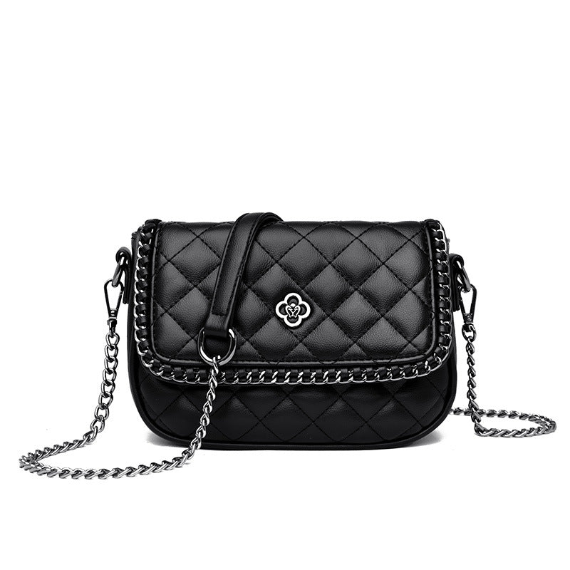 Spring Rhombus Embroidery Chain Soft Leather Shoulder Bags