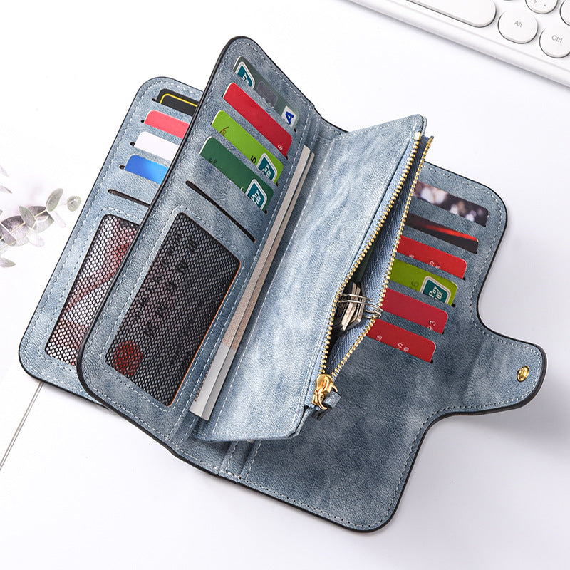 Women's Fashion Long Leather Hidden Hook Retro Ladies Wallet