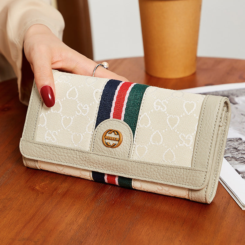 Mobile Integrated Long Simple Folding Female Card Holder
