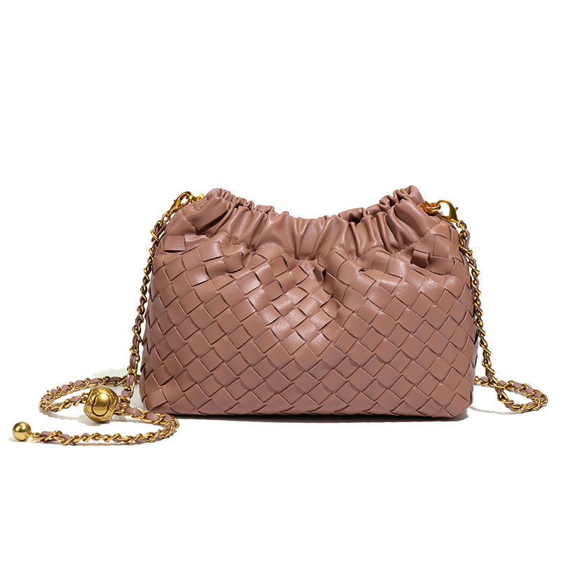 Women's Pleated Cloud Fashion Golden Ball Hand-woven Bags