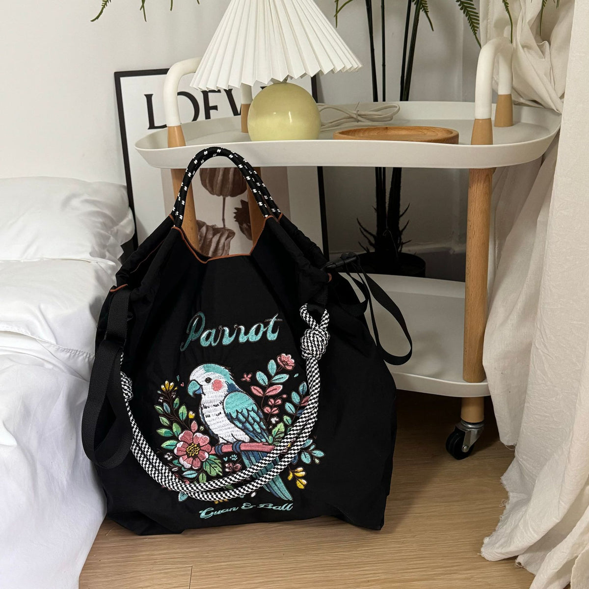 Women's Nylon Embroidered Fashion Niche Large Capacity One Women's Shoulder Bag