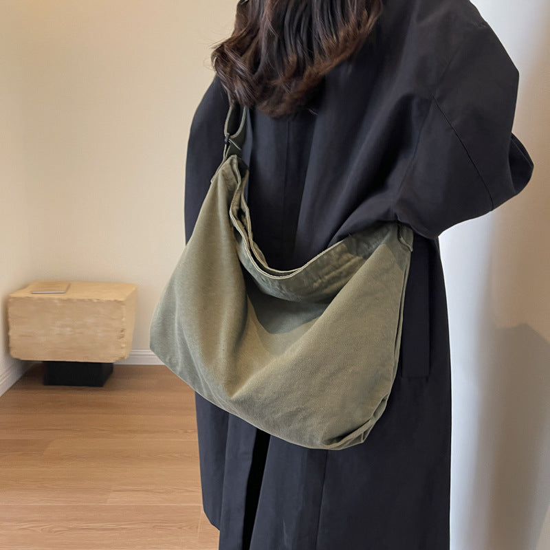 Women's Washed Canvas Retro Solid Color Simple Backpacks