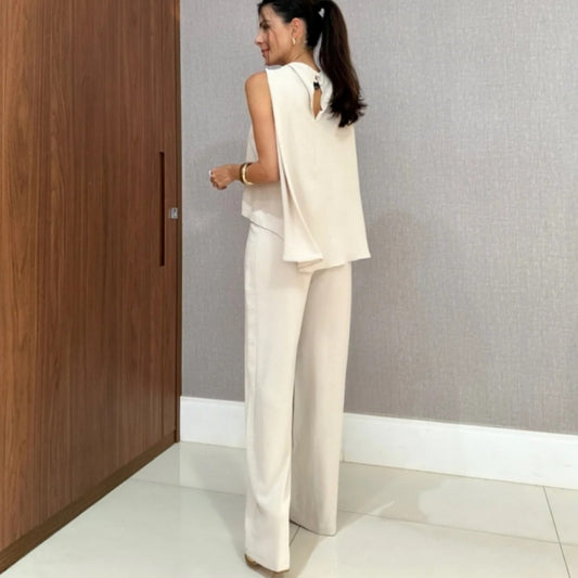 Women's Fashion Loose Sleeveless Casual Solid Color Suits