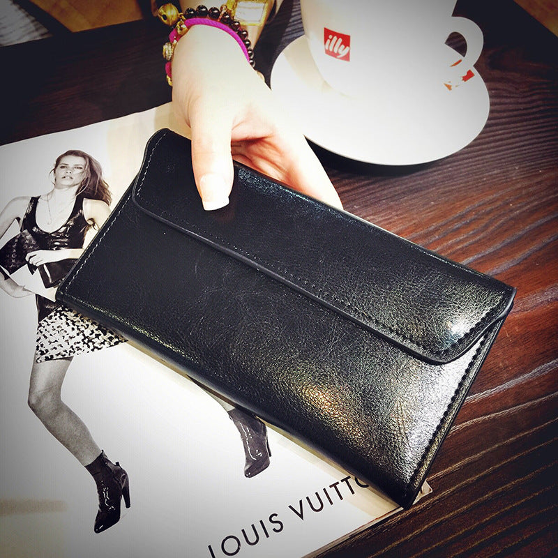 Women's Fashion Long Business Cowhide Thin Simple Ladies Wallet