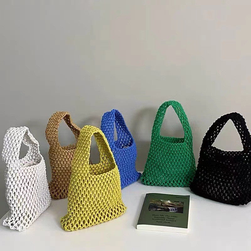Handmade Woven Cotton String Hollow Style Fresh Bags