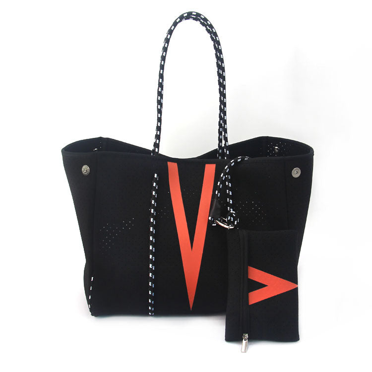 Leopard Print Printed Black Portable Beach Shoulder Bags