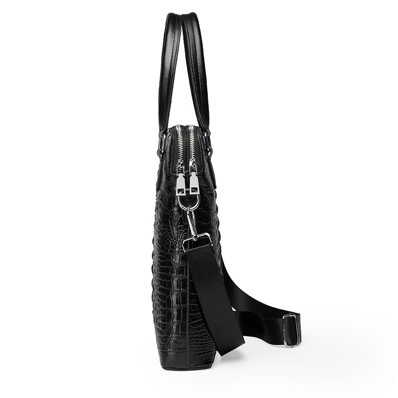 Men's Pull Crocodile Pattern Leather For First Layer Men's Briefcases