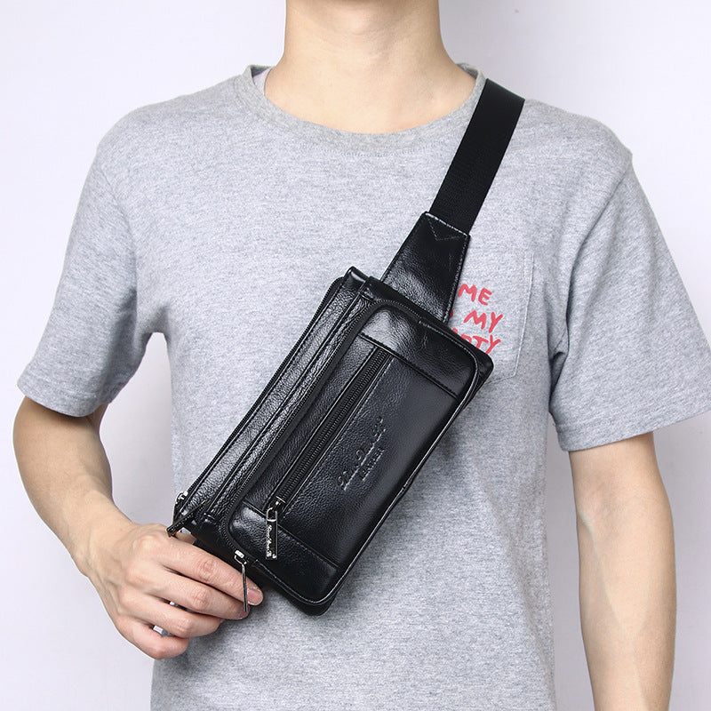 Men's Genuine Leather Mobile Money Collection Work Men's Waist Packs