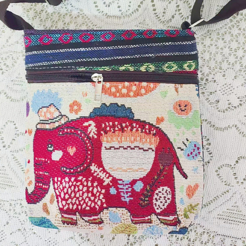 Women's Elephant Owl Shopping Canvas Trendy Women's Messenger Bag